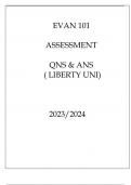 EVAN 101 ASSESSMENT QNS & ANS ( LIBERTY UNI ) 2023