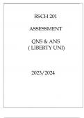 RSCH 201 ASSESSMENT QNS & ANS ( LIBERTY UNI ) 2023.