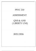PSYC 210 ASSESSMENT QNS & ANS ( LIBERTY UNI ) 2023.