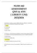 NURS 442 ASSESSMENT QNS & ANS ( LIBERTY UNI ) 2023.