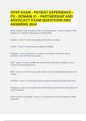 CPXP EXAM - PATIENT EXPERIENCE - PX - DOMAIN 01 - PARTNERSHIP AND ADVOCACY EXAM QUESTIONS AND ANSWERS