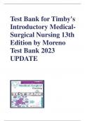 Test Bank for Timby's  Introductory MedicalSurgical Nursing 13th  Edition by Moreno Test Bank 2023