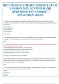 TEST BANK FOR HESI PHARMACOLOGY SPRING LATEST  VERSION 2023-2024 TEST BANK  QUESTIONS AND CORRECT  ANSWERS|AGRADE