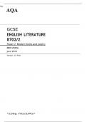 AQA GCSE ENGLISH LITERATURE Paper 2 8702/2 Mark scheme June 2023-Modern texts and poetry	 