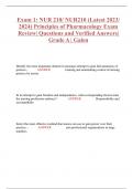 Exam 1, 2,3 ,4: NUR 210/ NUR210 (Latest 2023/ 2024) Principles of Pharmacology Exam Review| Questions and Verified Answers| Grade A | Galen