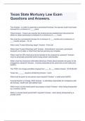 Texas State Mortuary Law Exam Questions and Answers.