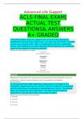 ACLS FINAL EXAM|ACTUAL TEST QUESTIONS& ANSWERS A+ GRADED