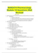 NUR2474 Pharmacology Module 10 Questions Well Revised