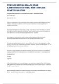 NUR 2459 Mental Health exam Rasmussen(2023-2024) With Complete Updated Solution A fully developed outcome for a client goal would include: - answertime sensitive measurable term attainable for client The nurse understands a client could be at risk for ser