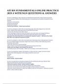 NGN ATI RN FUNDAMENTALS ONLINE PRACTICE 2019 A WITH NGN QUESTIONS & ANSWERS & Updated 2019 NGN ATI RN Fundamentals Online Practice (Form A) Questions & Answers GRADED A+.