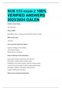 NUR 155 EXAM 2 Galen 100% VERIFIED ANSWERS  2023/2024