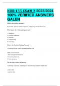 NUR 155 EXAM 2 2023/2024  100% VERIFIED ANSWERS GALEN