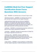 CalMHSA Medi-Cal Peer Support  Certification Exam Focus  Questions With Answers