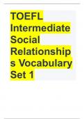 TOEFL Intermediate Social Relationships Vocabulary Set 1