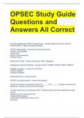 OPSEC Study Guide Questions and Answers All Correct 