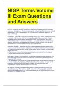 NIGP Terms Volume III Exam Questions and Answers 