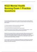 N322 Mental Health Nursing Exam 1 Practice Questions