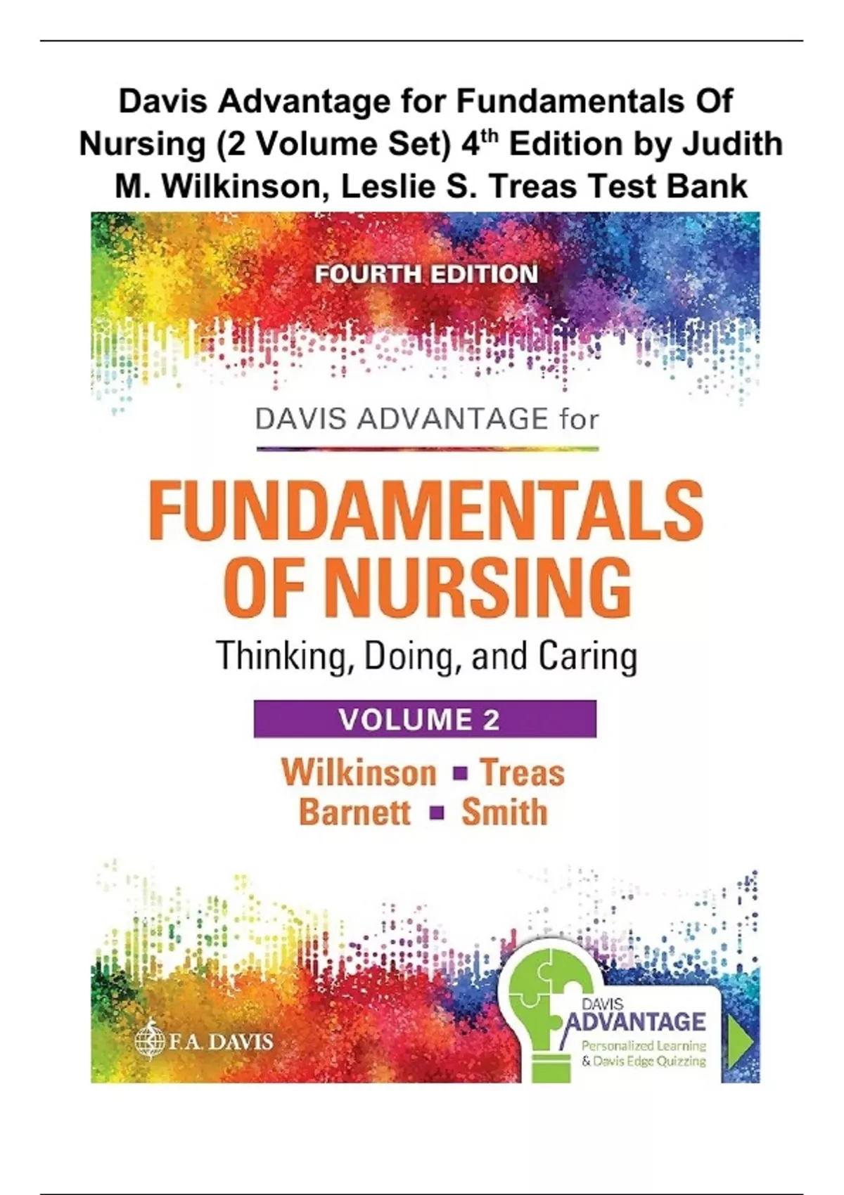 Davis Advantage For Fundamentals Of Nursing (2 Volume Set) 4th Edition ...