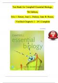 TEST BANK For Campbell Essential Biology, 7th Edition by  Simon & Dickey,  All 29 Chapters Covered, Verified Latest Edition