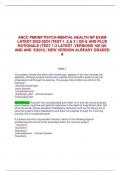 ANCC PMHNP PSYCH-MENTAL HEALTH NP EXAM  LATEST 2022-2024 (TEST 1 ,2,& 3 ) QS & ANS PLUS  RATIONALE (TEST 1-3 LATEST VERSIONS 100 QS  AND ANS EACH) | NEW VERSION ALREADY GRADED  A