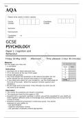AQA GCSE PSYCHOLOGY Paper 1 June 2023 Question paper -Cognition and Behaviour 