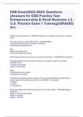 ESB Exam(2023-2024) Questions (Answers for ESB Practice Test Entrepreneurship & Small Business v.2 - U.S. Practice Exam 1 Training)(GRADED  A+) 