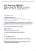 ESB Exam One (GMETRIX)- Entrepreneurship & Small Business Study Set with Complete Solutions!!