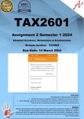 TAX2601 Assignment 2 (COMPLETE ANSWERS) Semester 2 2024 - DUE 20 August 2024 