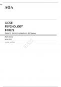 AQA GCSE PSYCHOLOGY 8182/2 Paper 2 Mark scheme June 2023 -Social Context and Behaviour 
