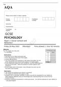 AQA GCSE PSYCHOLOGY Paper 2 June 2023 Question papers-Social Context and Behaviour 