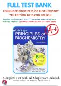 Test Bank - Lehninger Principles of Biochemistry, 7th, and 8th Edition by Nelson, All Chapters