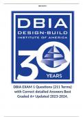 DBIA EXAM 1 Questions (211 Terms) with Correct detailed Answers Best Graded A+ Updated 2023-2024.