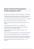 Human Growth and Development CLEP Test Questions & Verified Answers (A+ GRADED)