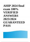 AHIP 2024 final exam 100% VERIFIED ANSWERSAHIP 2024GUARANTEED A+