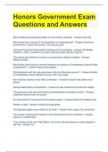 Honors Government Exam Questions and Answers 