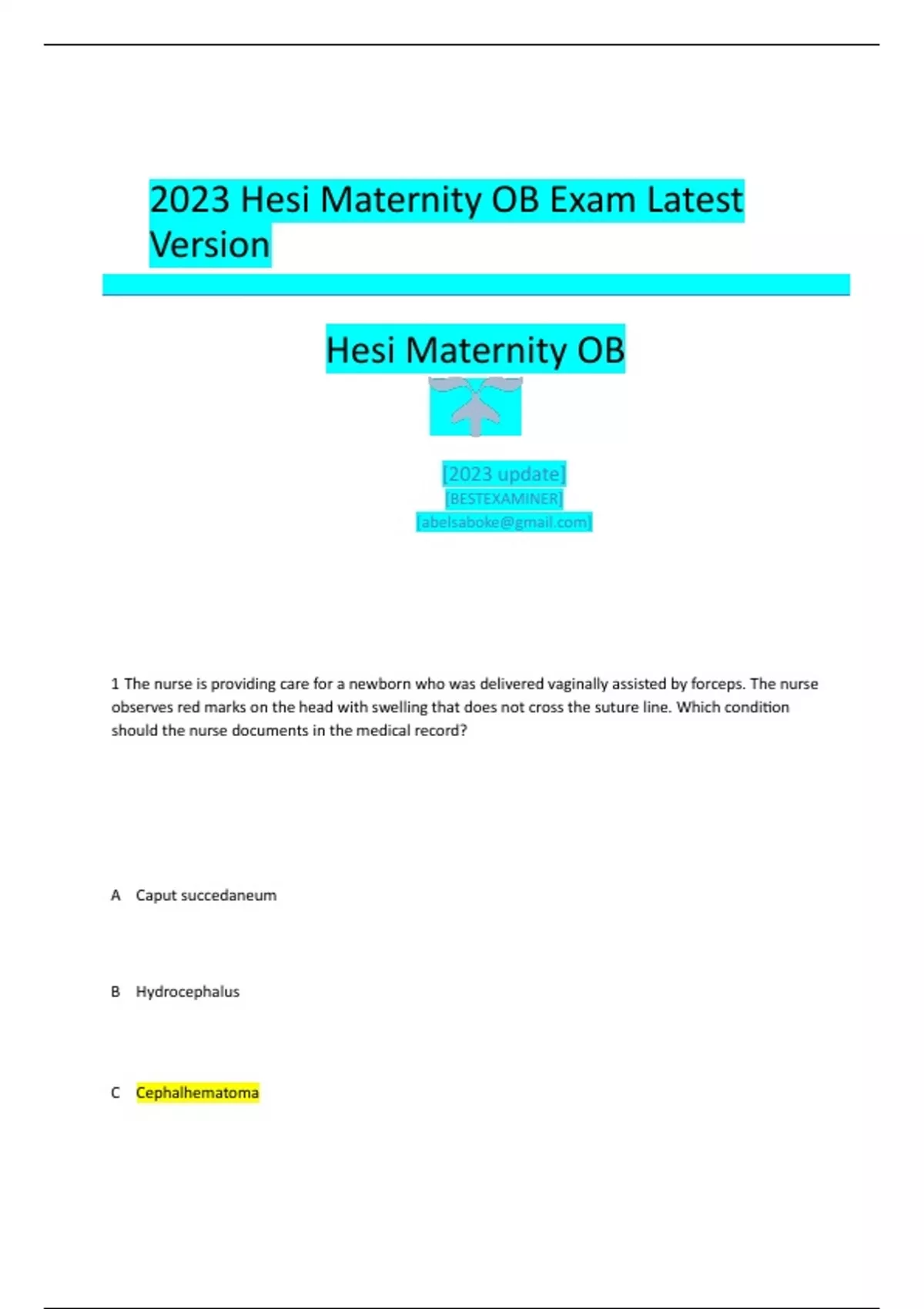 2023_hesi_maternity_ob_exam With 100 Verified Answers Latest Update ...