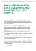 DaVita (RN) FINAL REAL EXAM QUESTIONS AND  ANSWERS2022/2023 UPDATE