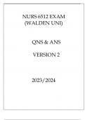 NURS 6512 EXAM ( WALDEN UNI ) QNS & ANS VERSION 2 20232024