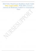 2023 Nclex Final Exam Readiness Study Guide (September-December QTR). With 100% Correct Answers & Rationale Graded A+ (Guaranteed Pass)