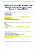 NURS 346 Exam 2 | All Questions and Detailed Answers | Already Passed | Graded A+ | Latest Edition