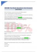 NRCME Test Bank Questions And Answers 2023/2024