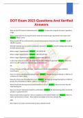 DOT Exam 2023 Questions And Verified Answers