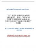 Test Bank for pediatric Nursing the Critical Components of Nursing Care 2nd Ed Rudd