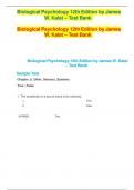 TEST BANK FOR BIOLOGICAL PSYCHOLOGY, 12TH EDITION, JAMES W. KALAT TEST BANK 