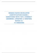 MENDIX RAPID DEVELOPER |CERTIFICATION EXAMS | QUESTIONS WITH 100% CORRECT ANSWERS | UPDATED & VERIFIED| RATED A+| 15 VERSIONS