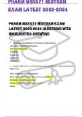 PHARM MSN571 MIDTERM EXAM LATEST 2023-2024 QUESTIONS WITH HIGHLIGHTED ANSWERS 