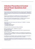 Infection Prevention & Control Actual Exam Questions And  Answers