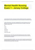 Mental Health Nursing Exam 1 - Jersey College
