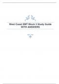 West Coast EMT Block 3 Study Guide WITH ANSWERS