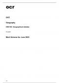 ocr A Level Geography H481/03 June2023 Mark Scheme.